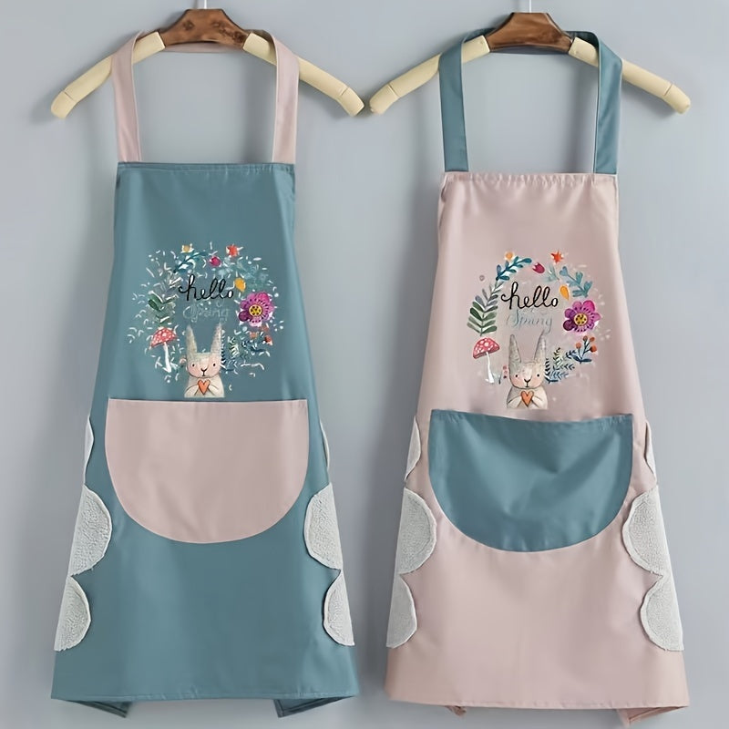 Waterproof Oil-Resistant PVC Kitchen Apron with Hand Wipe Pocket for Cooking Gardening Household