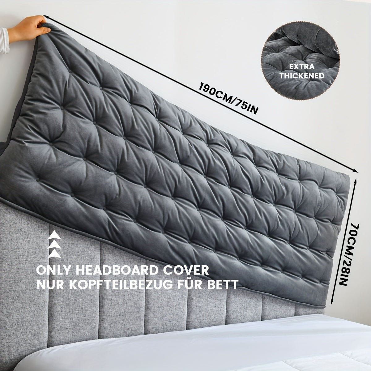 1 dona TEXSTEAD Qalin Boshqaruv Qopqog'i Silliq Kulrang - 100% Polyester, Mashinada Yuvish Mumkin, yotoqxonangizga qulaylik va uslub qo'shadi, mustahkam mato, tugmachali dizayn, uchun mukammal yaxshilanish