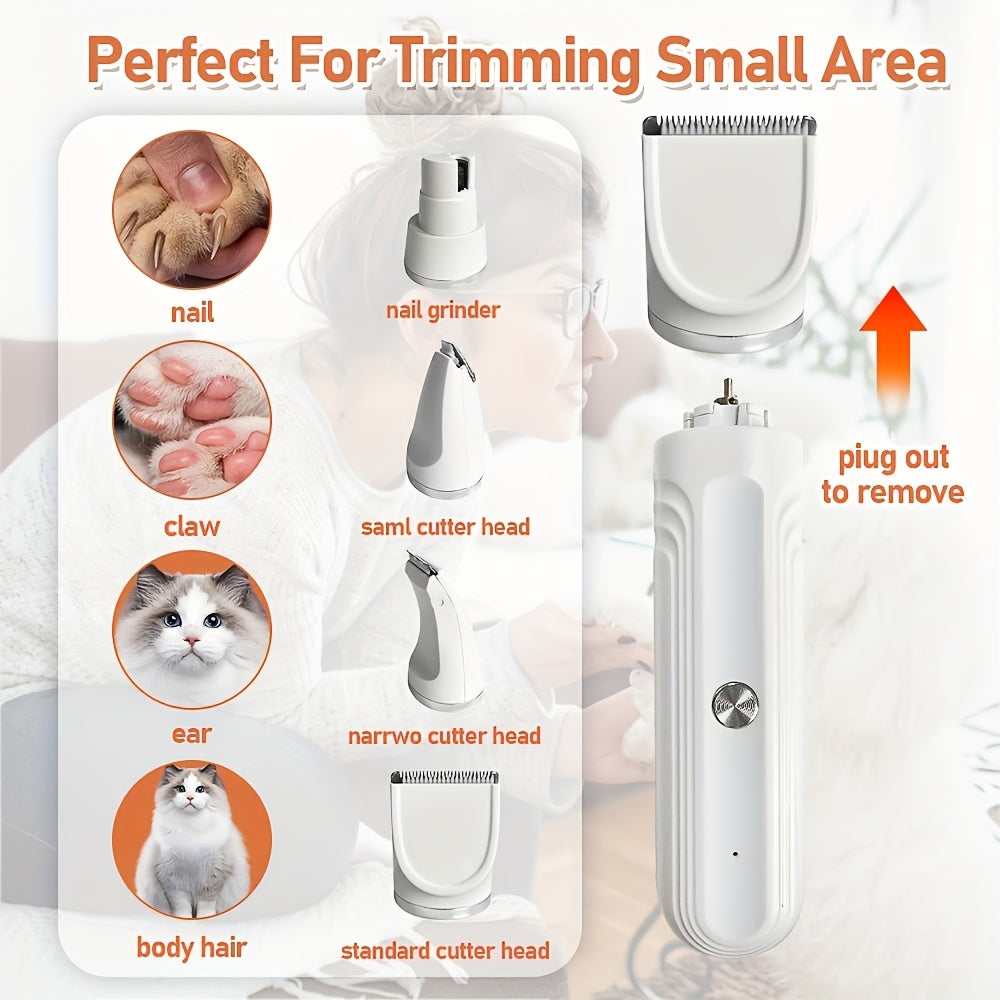 4-in-1 Rechargeable Pet Grooming Kit for Dogs and Cats USB Powered