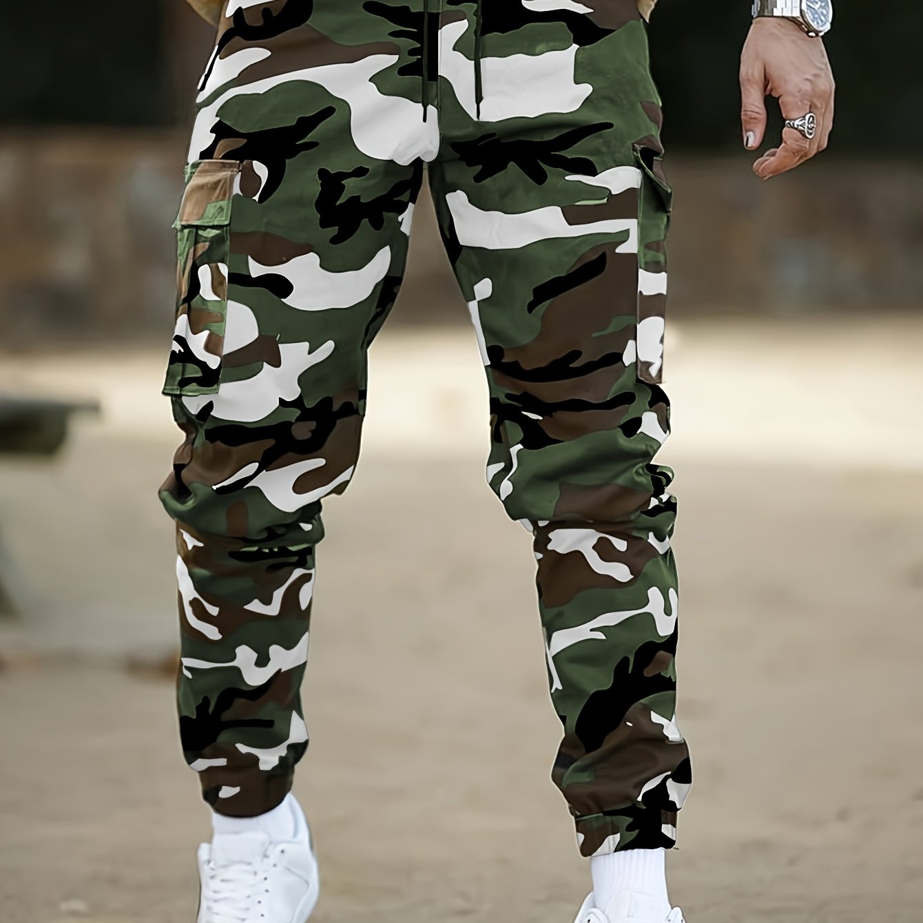 Men's Camouflage Cargo Pants Polyester Casual Outdoor Spring Fall