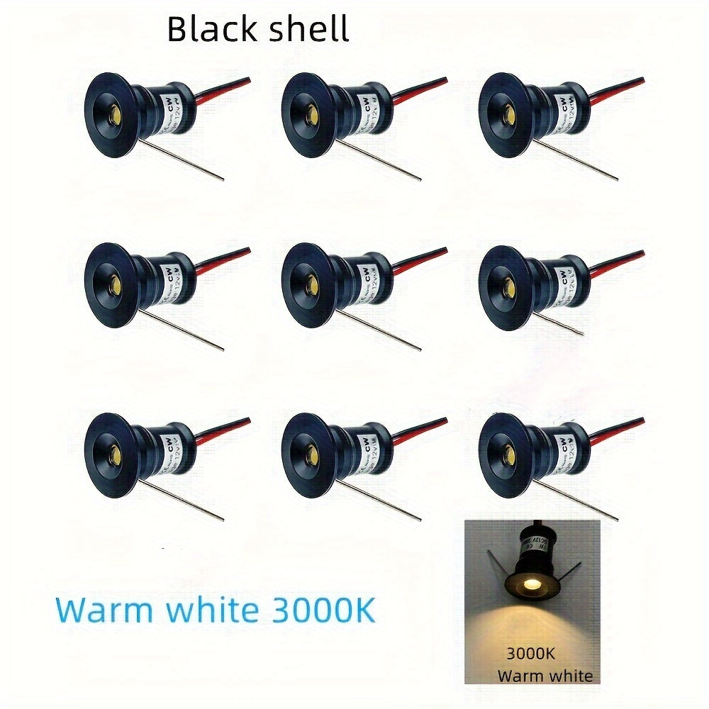 9pcs Mini 1W LED Recessed Spotlights Warm White for Cabinets Stairs Walkways