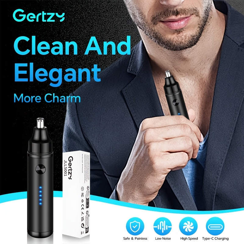 GERTZY Elektr trimmer: burun va quloq sochlari, qoshlarni parvarish qilish, zanglamaydigan po'latdan yasalgan pichoq, sukutli motor, USB Type-C qayta zaryadlanuvchi 500mAh litiy batareya, portativ, og'riqsiz soch olib tashlash, ideal uchun