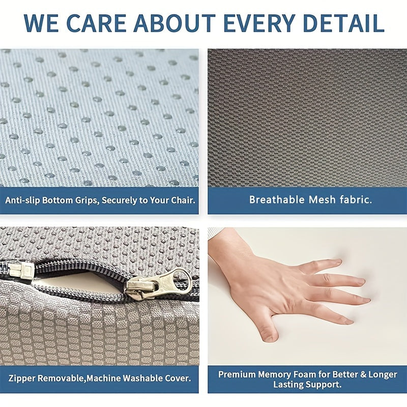 Cojín de espuma viscoelástica para oficina y coche para dolor de espalda, ciática, antideslizante, soporte para cadera