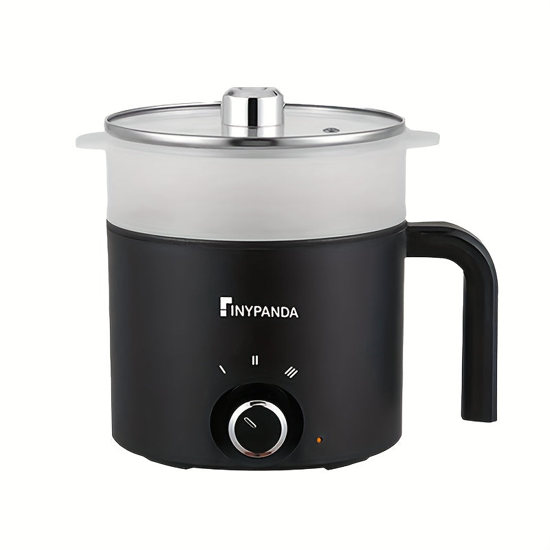 Compact black electric hot pot with multiple functions non-stick frying pan European plug
