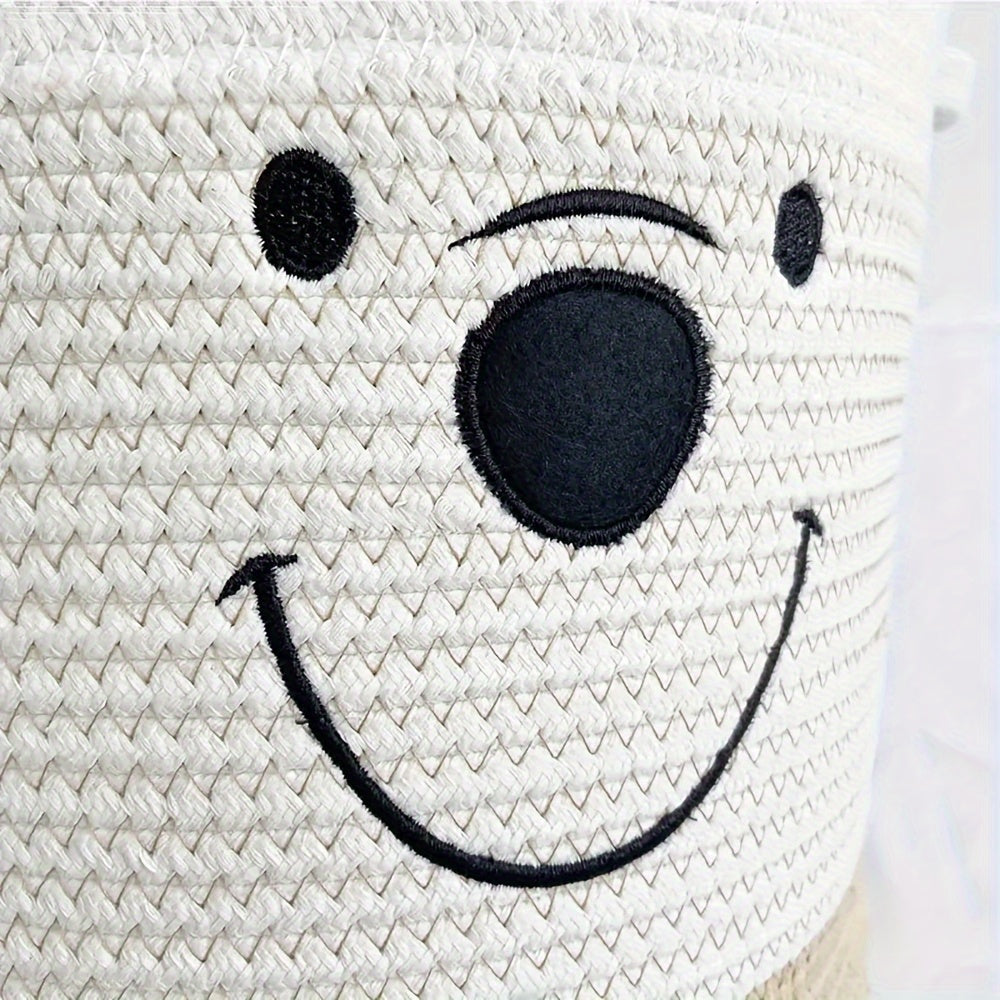 Large Cotton Rope Storage Basket with Handles White and Khaki for Gifts