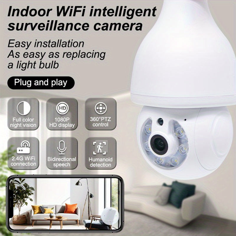 2MP WiFi Indoor Security Camera with PTZ 360° View Motion Detection and Two-Way Audio