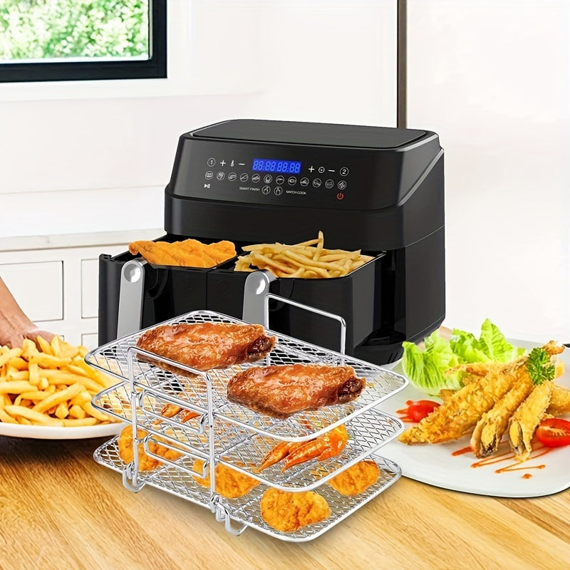 Stainless Steel Air Fryer Rack with Multi-Tier Dehydrator Stand and Oil Brush