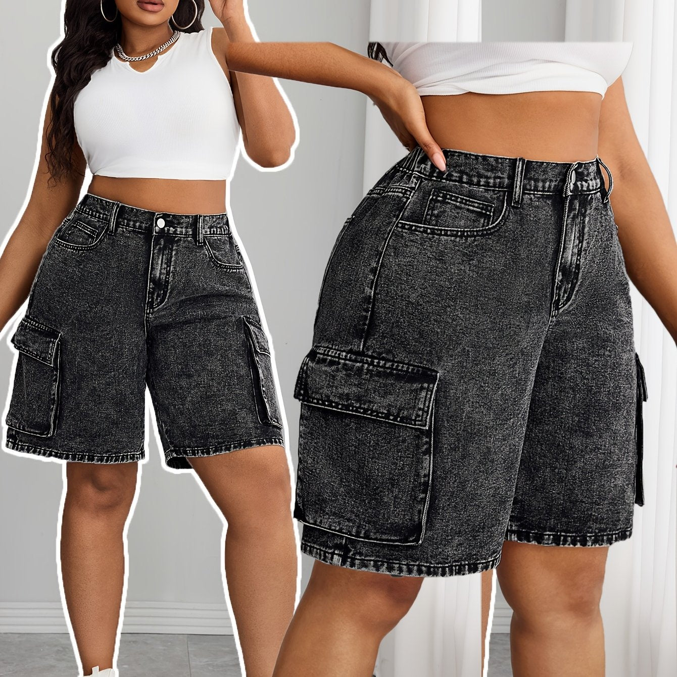 Women's Denim Shorts Gray Casual Summer Wear