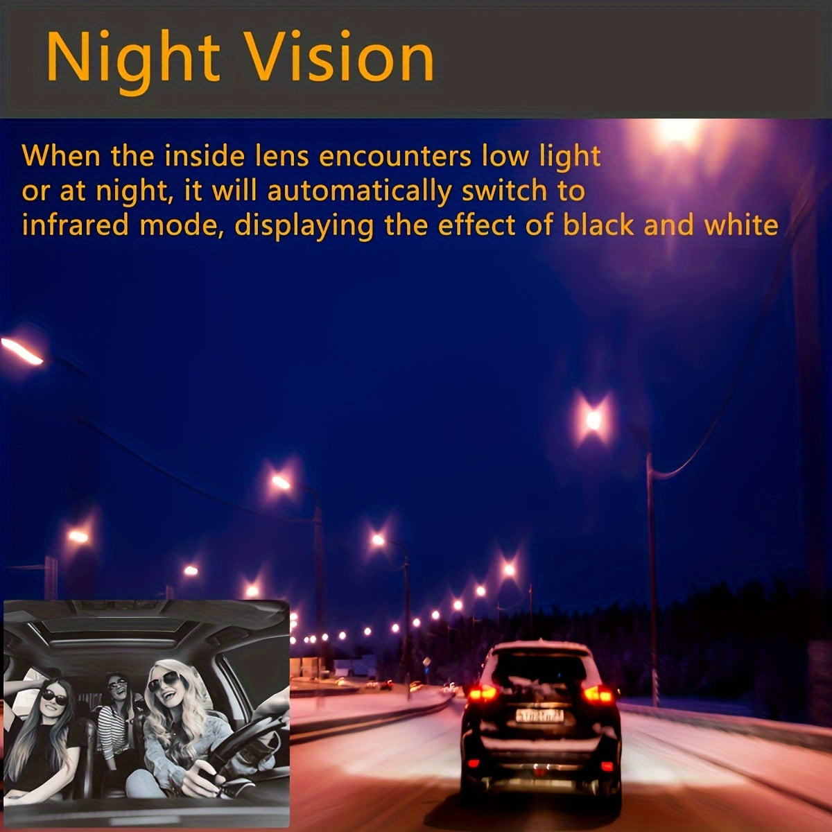 HD Dash Cam with Infrared Night Vision 1080P Loop Recording Wide-Angle Lens 6.1cm IPS Screen