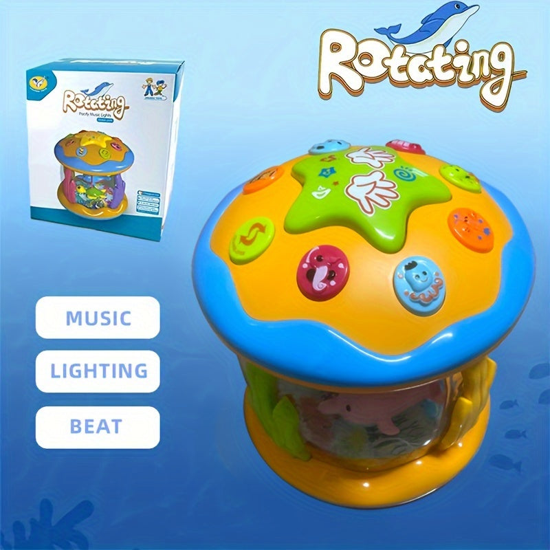 Kids Drum Set with Lights and Sounds Ocean Theme Educational Toy for Early Learning
