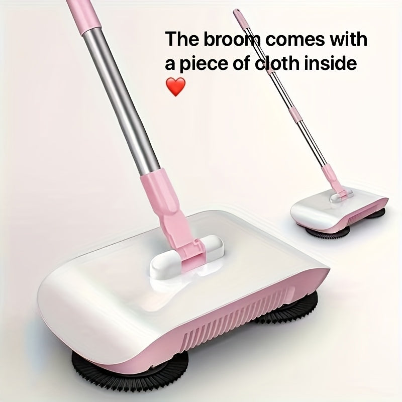3-in-1 Push Broom with Long Handle for Sweeping Dusting and Mopping