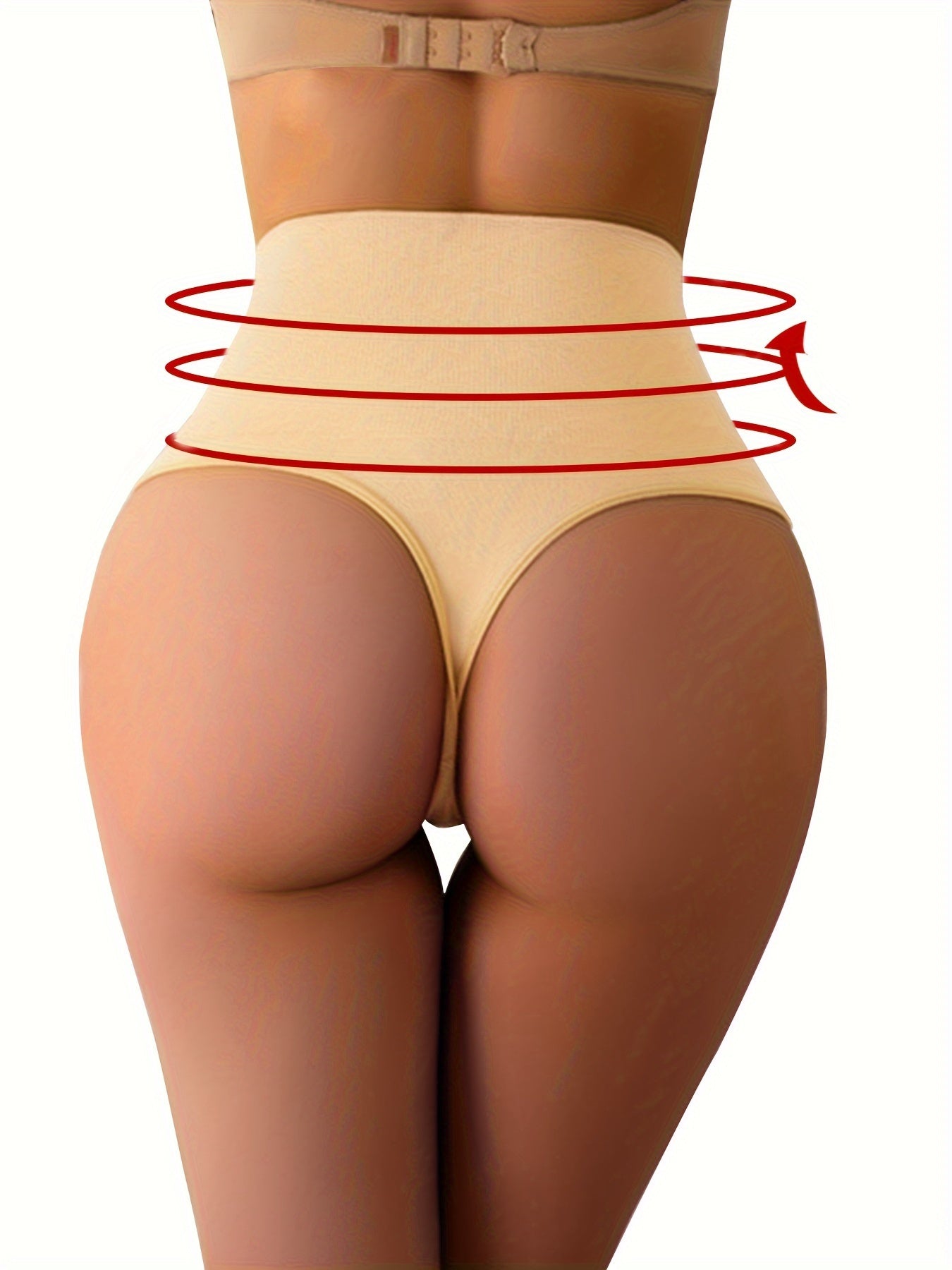 Women's Breathable Slimming Thong Underwear with Side Stripe and Stripes Pattern