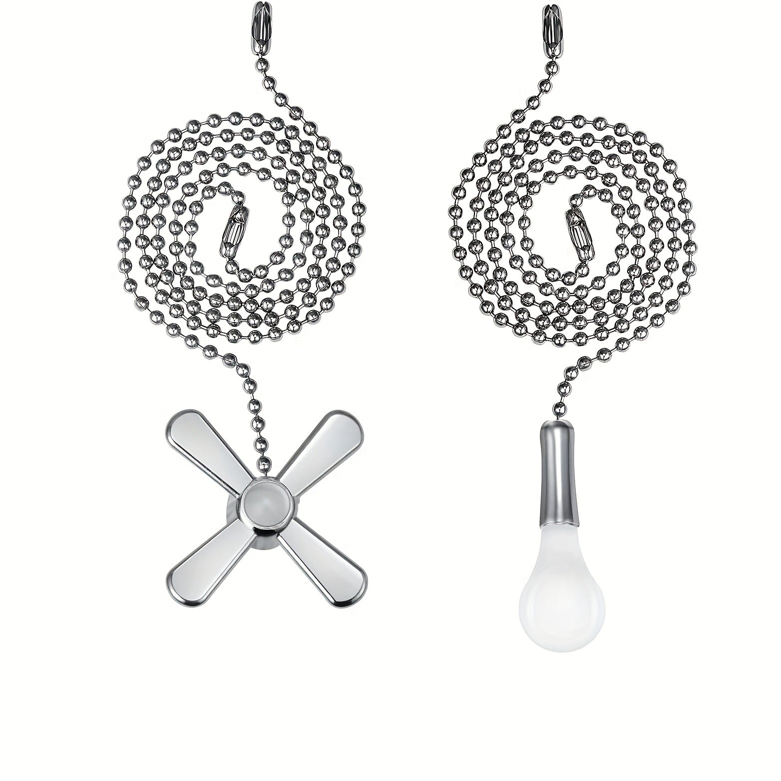 Extra Long Ceiling Fan Pull Chain with Frosted Glass Bulb and Metallic Finish for Standard 3mm Fans