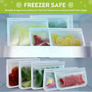 Reusable Silicone and Plastic Free Freezer Bags Set of 10 Leakproof BPA-Free Food Storage Bags for Meat Snacks and Organizing