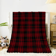 Red and Black Plaid Throw Blanket for Couch Bed and Office Use