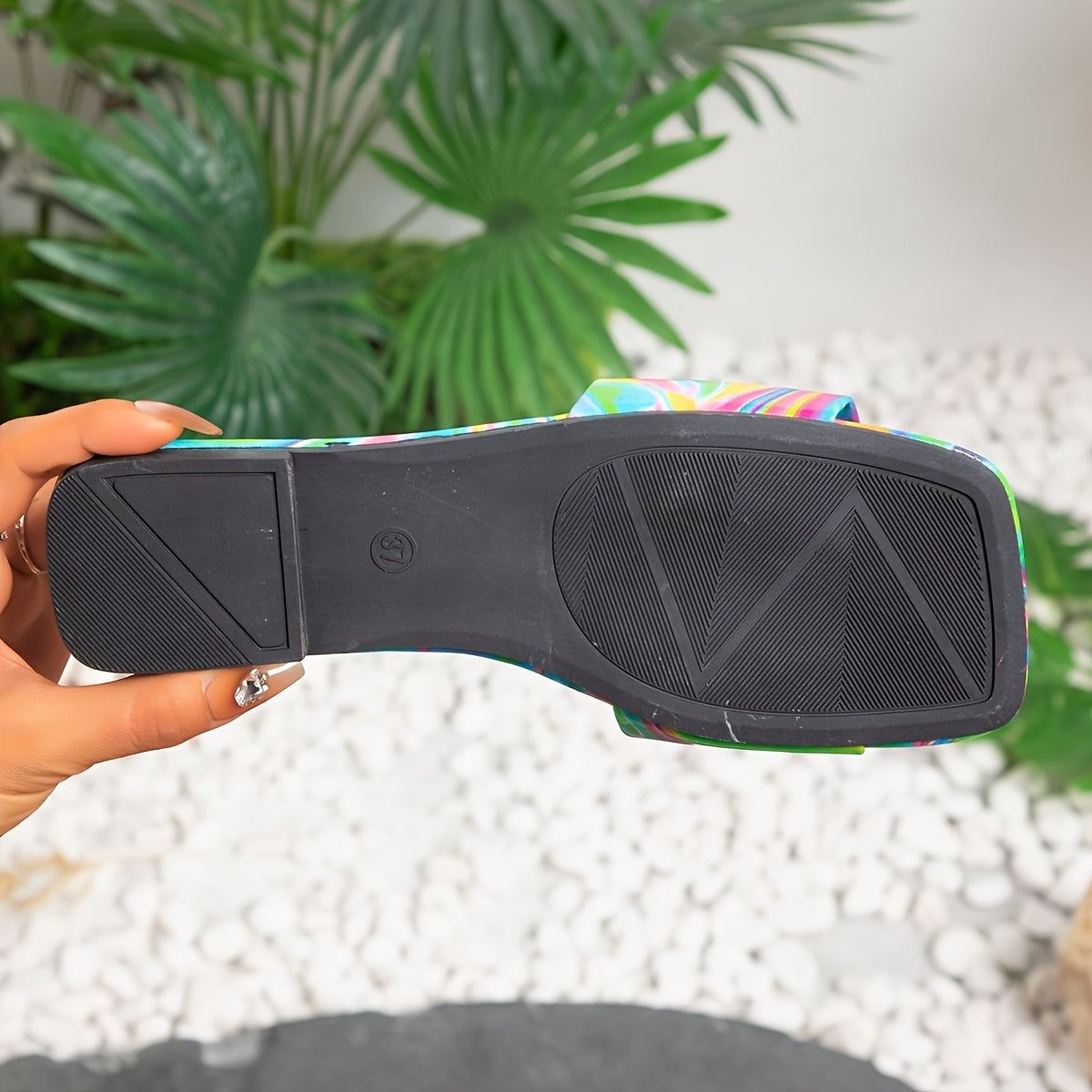 Women's Slide Sandals Colorful Open Toe Flat Heel Vacation Style