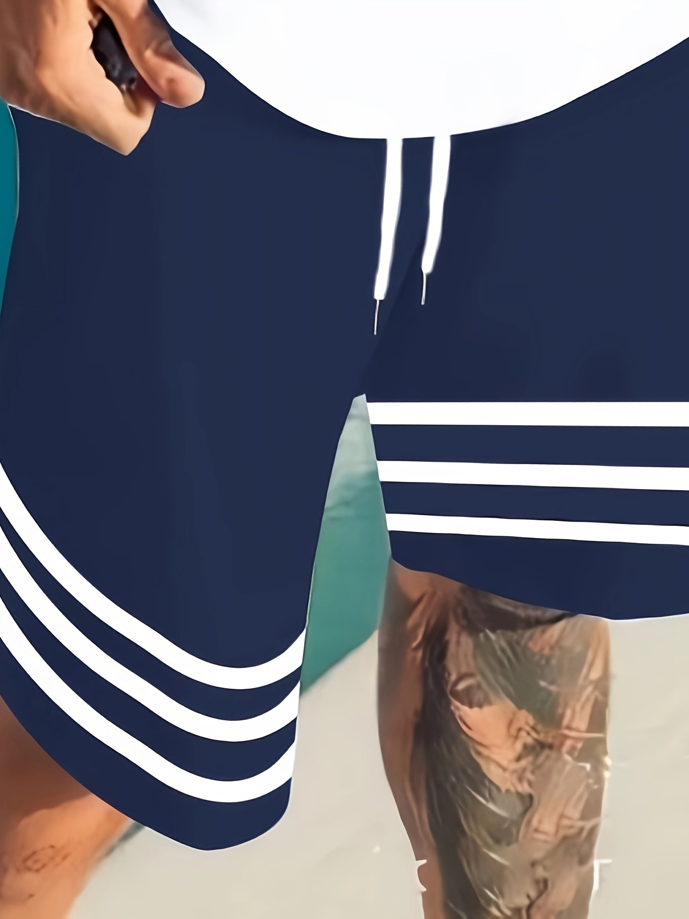 Plus Size Men's Anchor Pattern Print T-shirt and Shorts Set for Summer Outdoor Sports