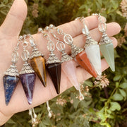 Natural Six Pyramid Crystal Pendulum Hanging Ornament Multi-Colored Gemstone Jewelry