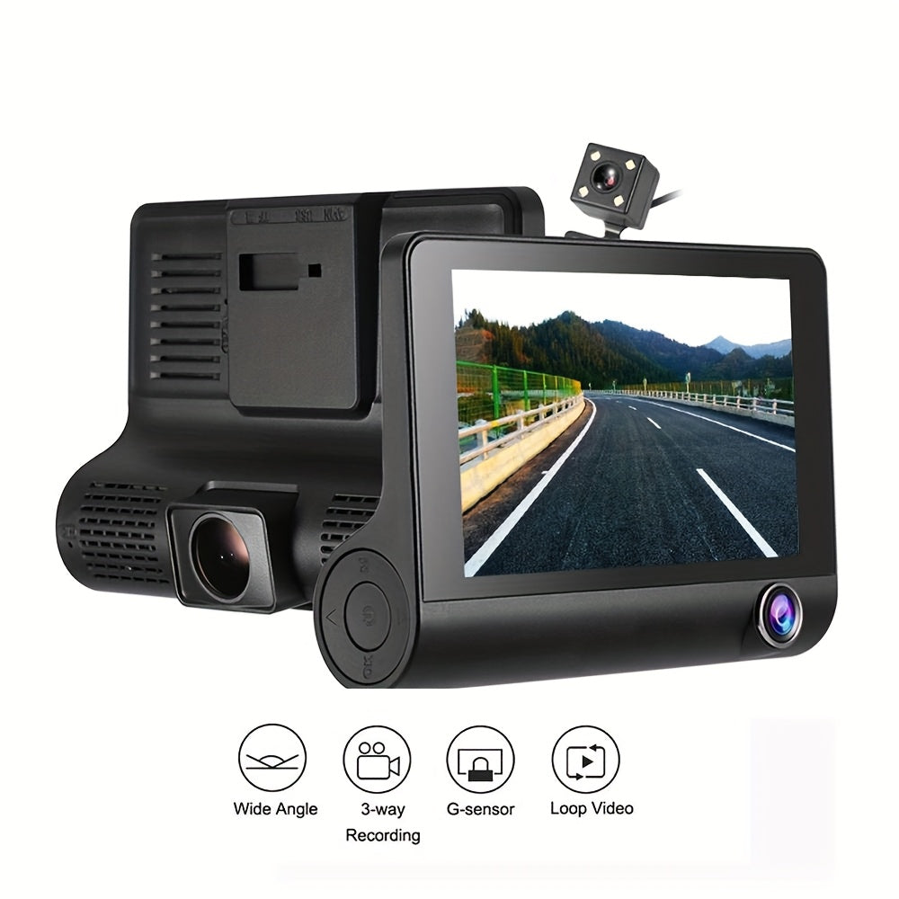 Dual Dash Cam with Front and Rear HD Night Vision 720p Interior Camera Suction Mount