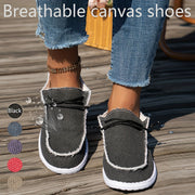 Women’s Breathable Solid Color Slip-On Loafers with Patterned Design