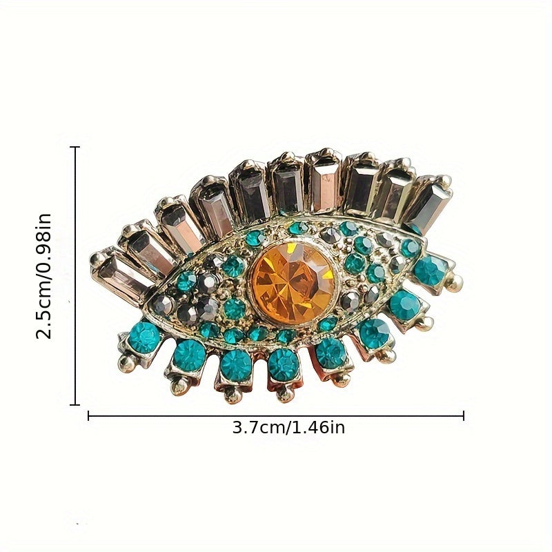 Ikki ta vintage gotik ko'z shaklidagi broshlar to'plami, qotishma rhinestones, taqlid marjonlar, zargarlik buyumlari