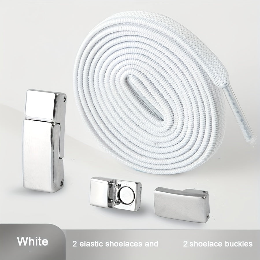 Unisex Metal Magnetic Shoelace Buckle Solid Color Elastic Lace Clip