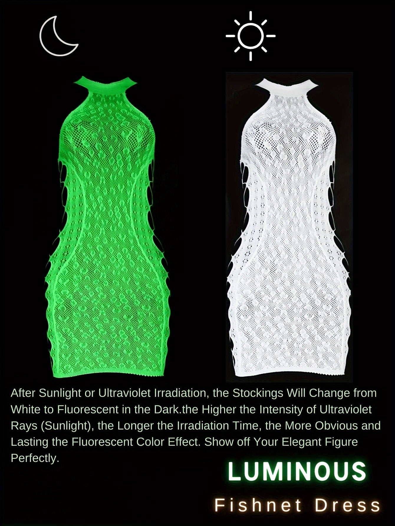 Vestido de encaje con estampado de leopardo verde que brilla en la oscuridad para festivales y fiestas en la playa