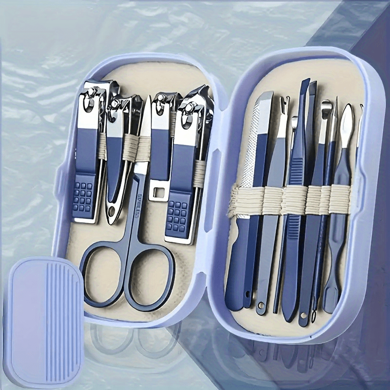 14-Piece Stainless Steel Nail and Foot Care Set with Clippers and Shaping Tools in Portable Storage Box for Men and Women