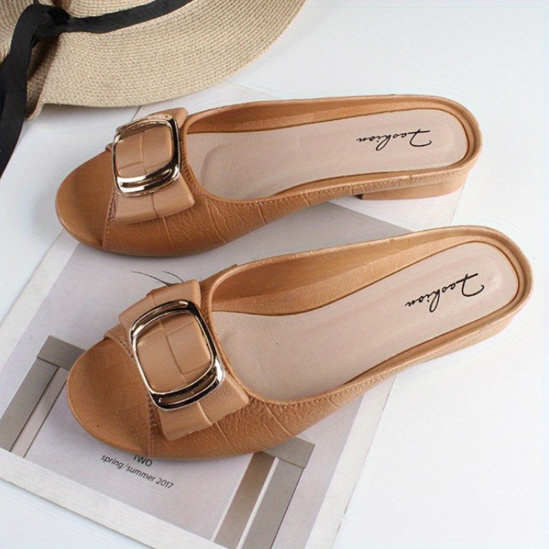 Women's PVC Slide Sandals Summer Open Toe Shoes Low Heel Soft Sole