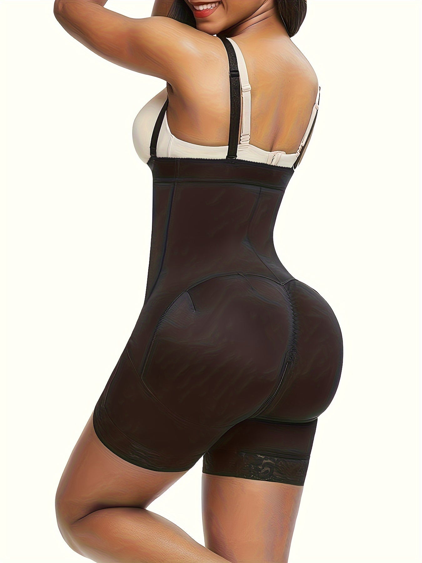 Women's Compression Shapewear Bodysuit with Removable Hip Pads and Butt Lifter