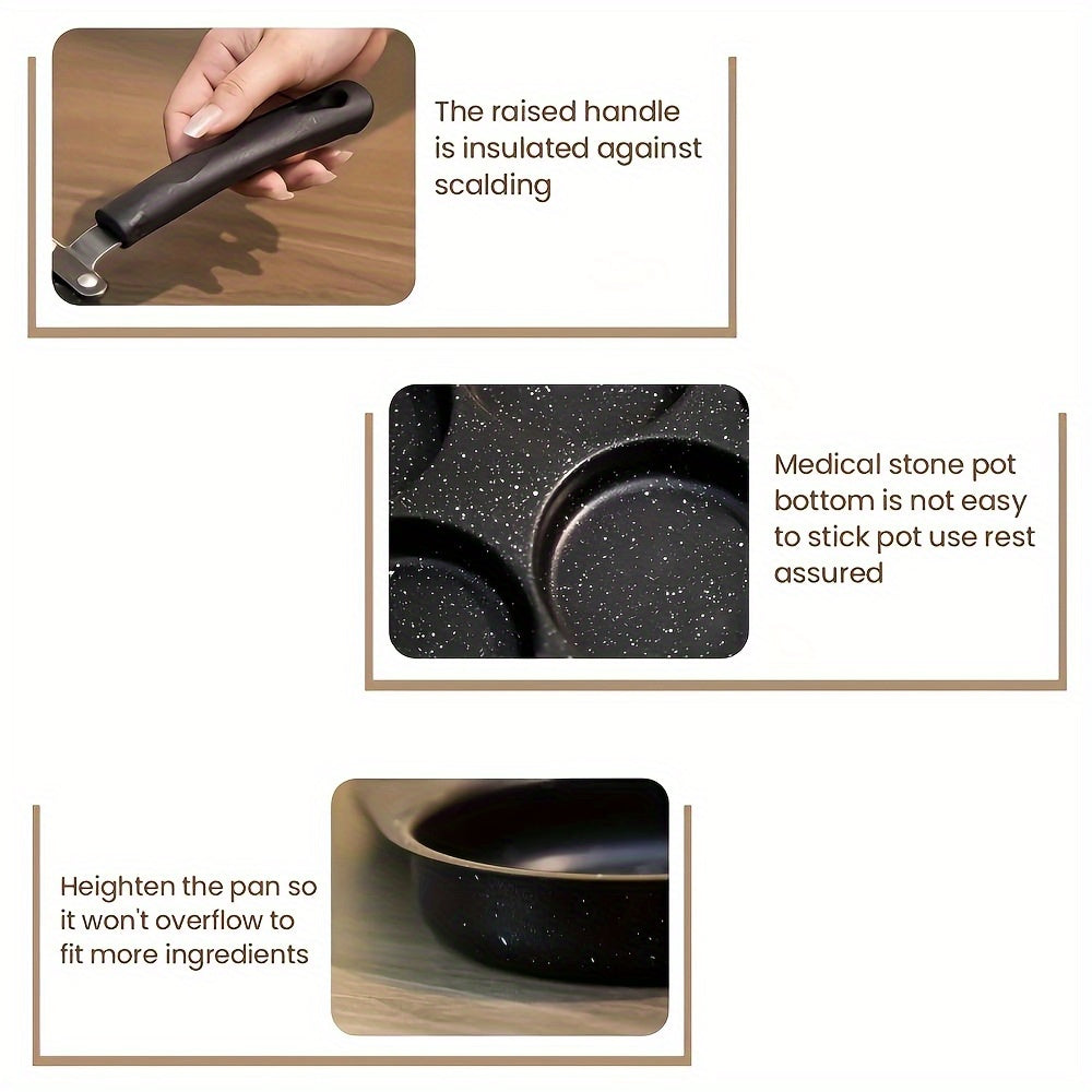 1 pieza Sartén de hierro fundido antiadherente para omelette, panqueques y hamburguesas, apta para cocinas de gas y eléctricas