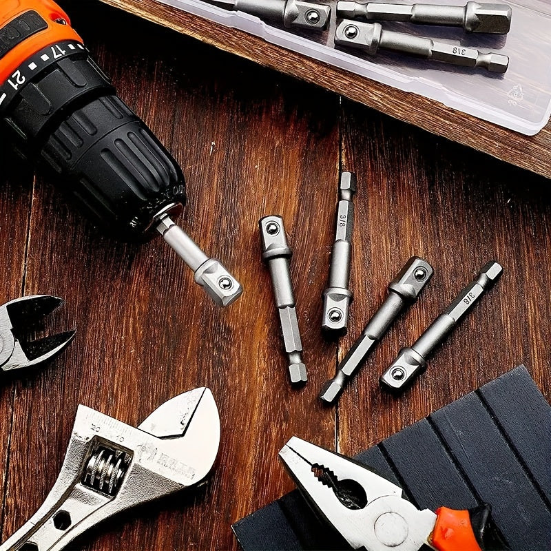 Juego de 3 piezas de adaptadores de brocas de acero con vástago hexagonal a 1/4, 3/8, 1/2 de diámetro, duraderos