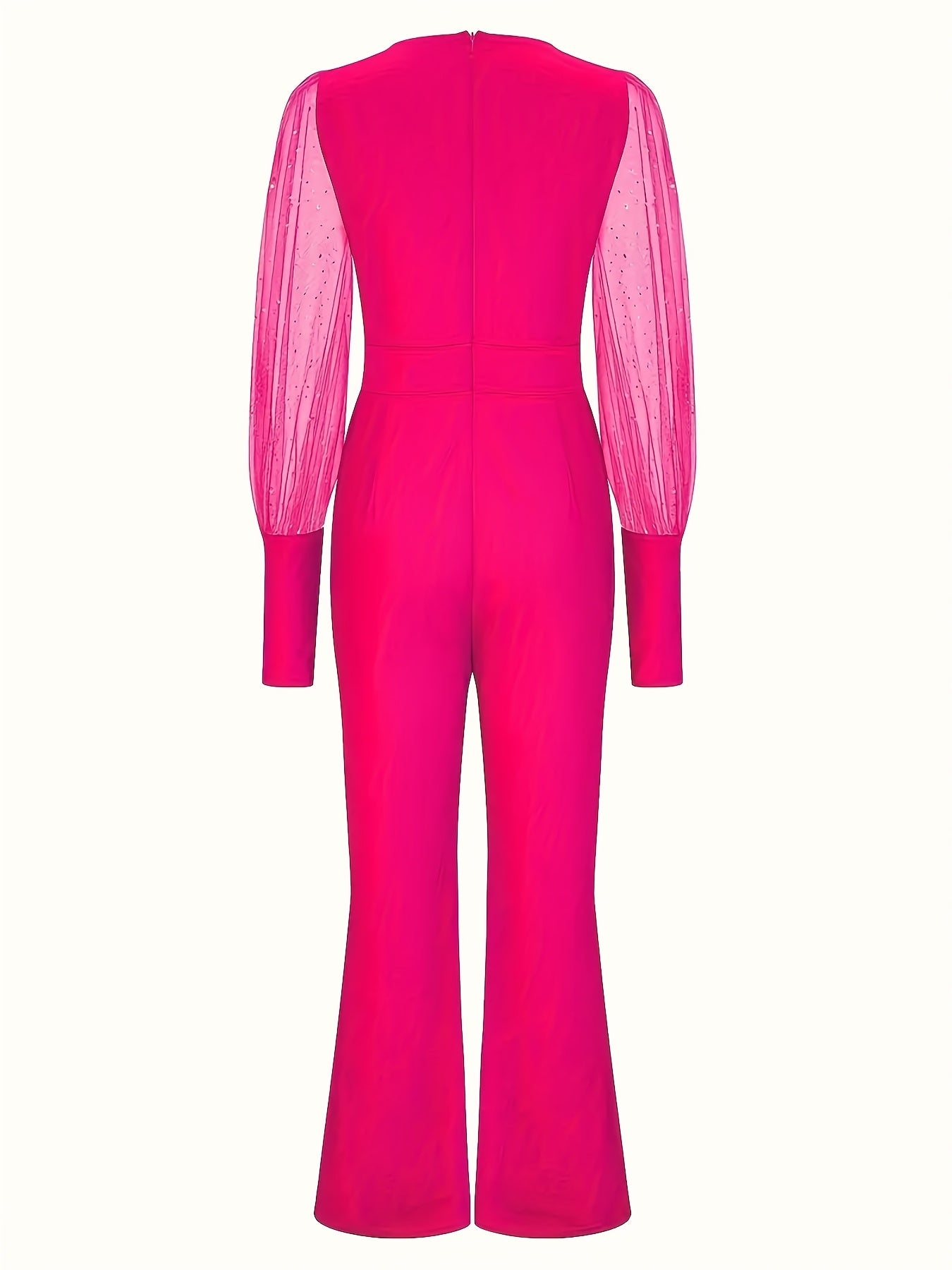 Mono para mujer de talla grande de cintura alta con escote en V y malla elástica