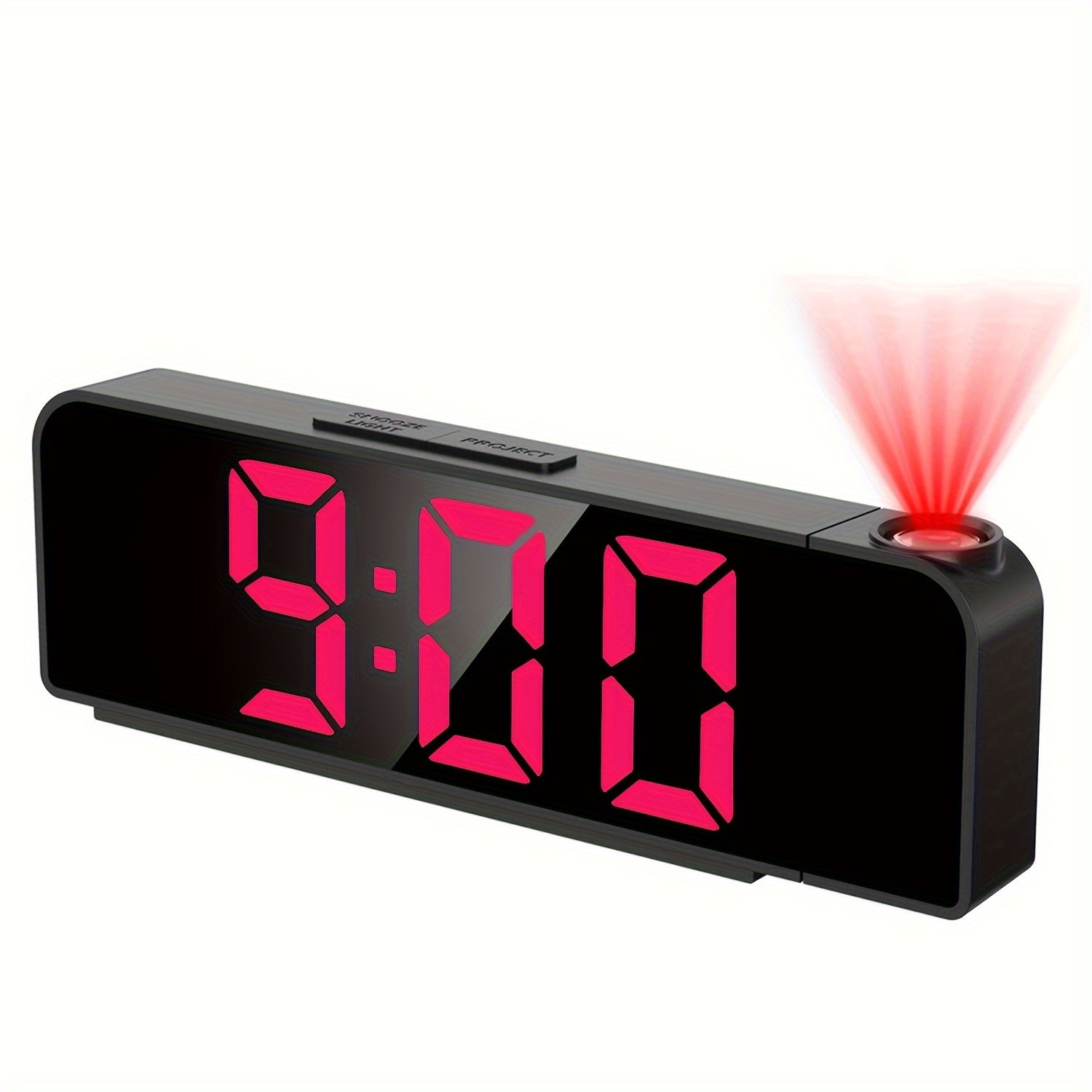 LED Projection Alarm Clock with 180° Rotatable Projector Adjustable Brightness Temperature Display USB Powered for Bedroom or Home Office