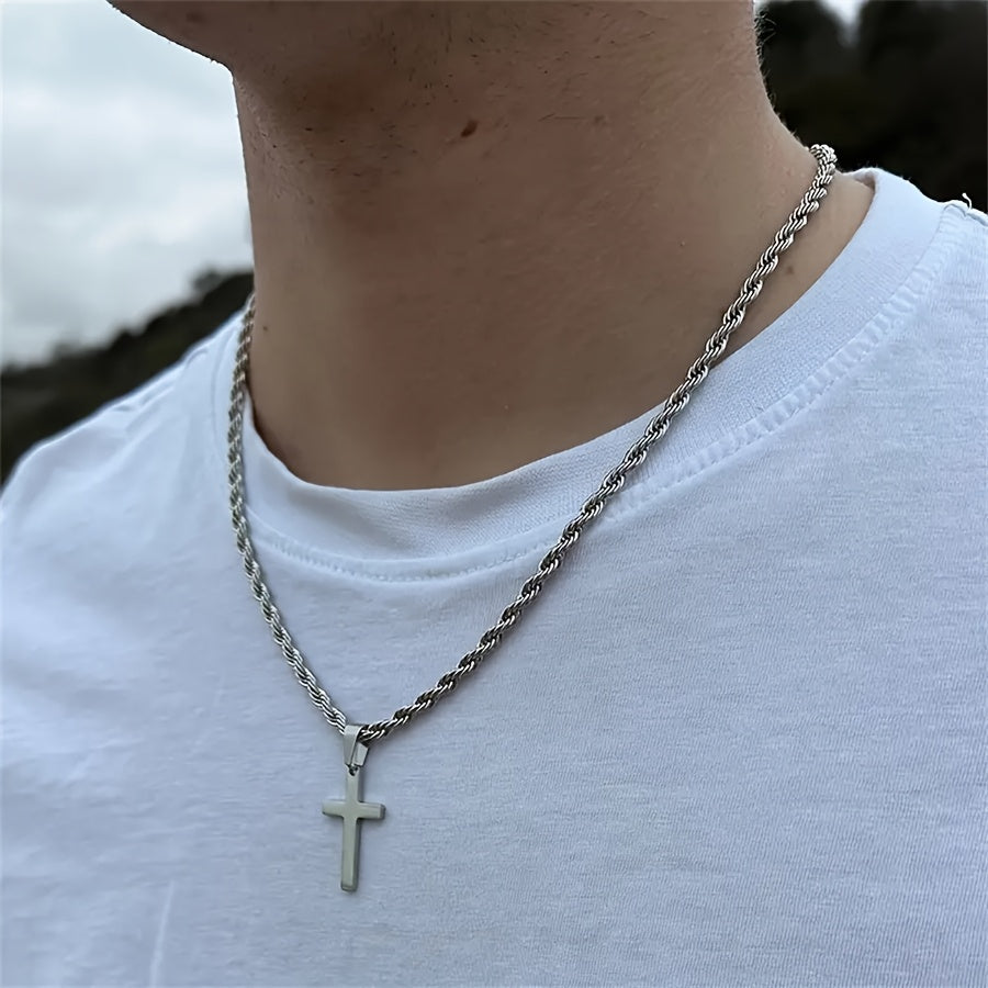 Gothic Cross Pendant Necklace Minimalist Chain for Men Women Everyday Gift