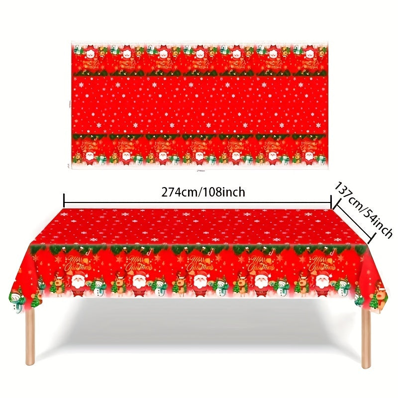 Набор праздничных принадлежностей для Рождества с скатертью, тарелками, стаканами и полотенцами для праздничного торжества