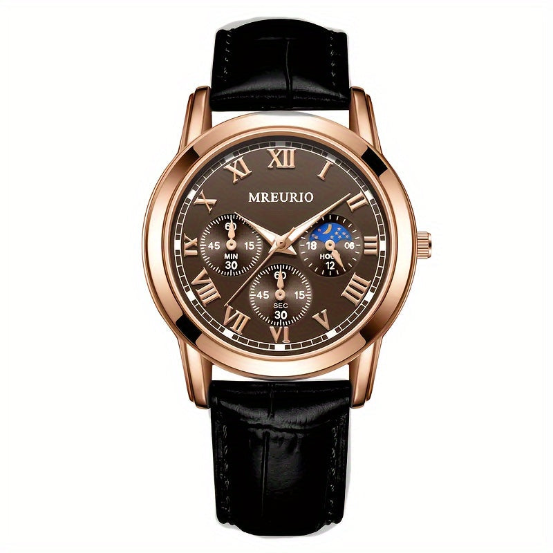 Men's Sports Watch with Leather Strap for Business and Outdoor Activities