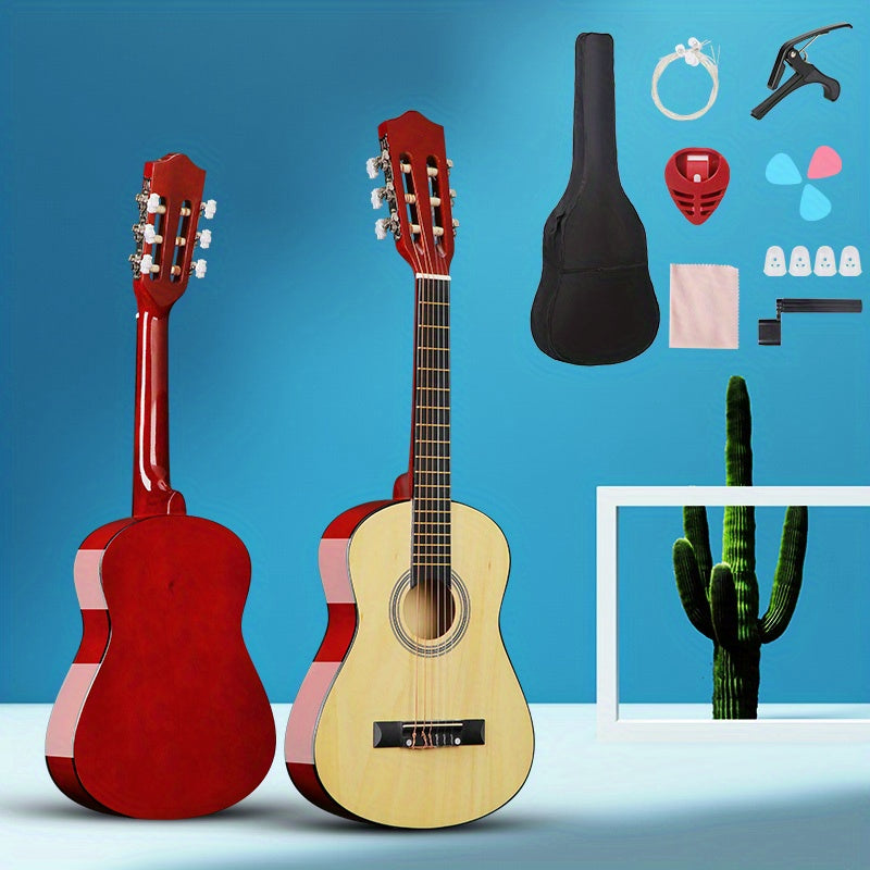 Kit de guitarra acústica clásica para adultos y adolescentes de 30/38 pulgadas con púas, bolsa y estuche