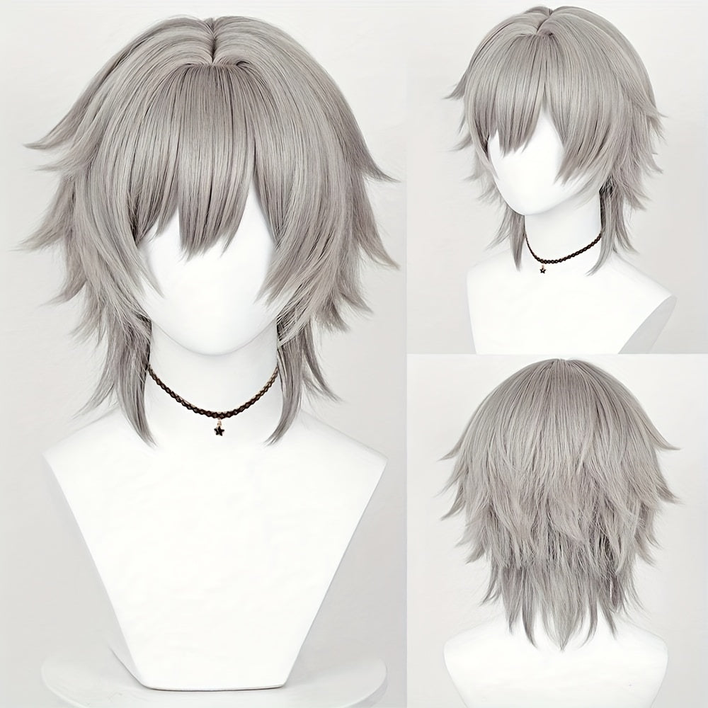 Gray Cosplay Wig with Bangs for Parties and Special Occasions