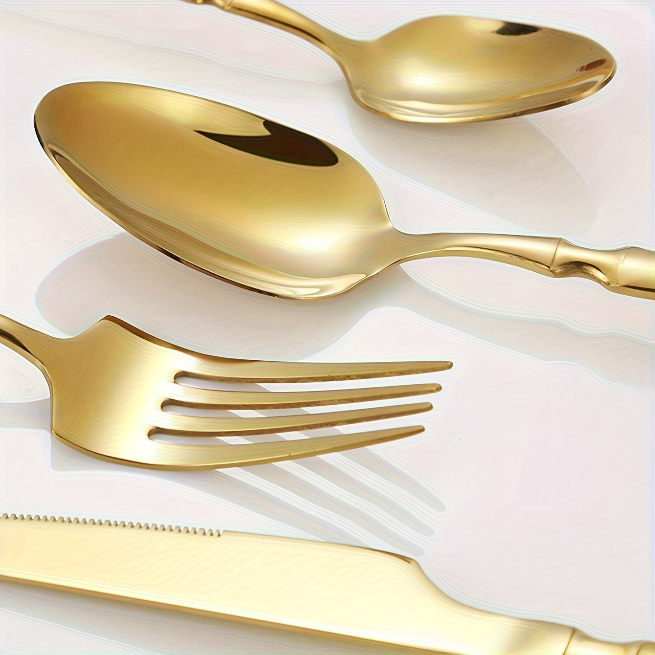 20/30 dona rostlangan po'latdan tayyorlangan stol to'plami, vilkalar, qoshiq, shirinlik qoshiq, meva vilkasi va pichoq, oltin rang, uy, restoran, mehmonxona, to'y, partiyaga mo'ljallangan