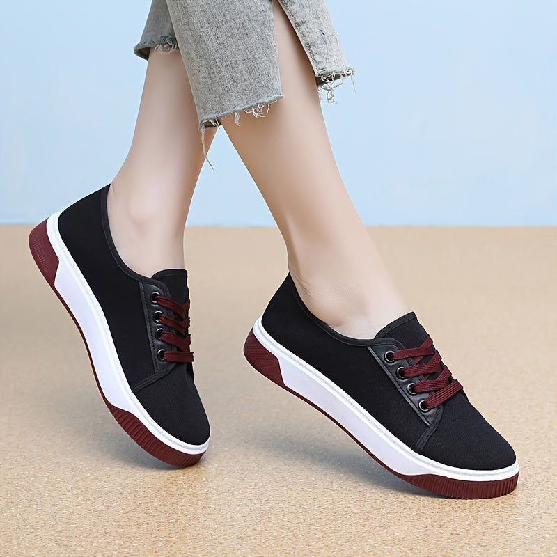 Women's Breathable Slip-On Sneakers All-Season Flat Shoes Black White