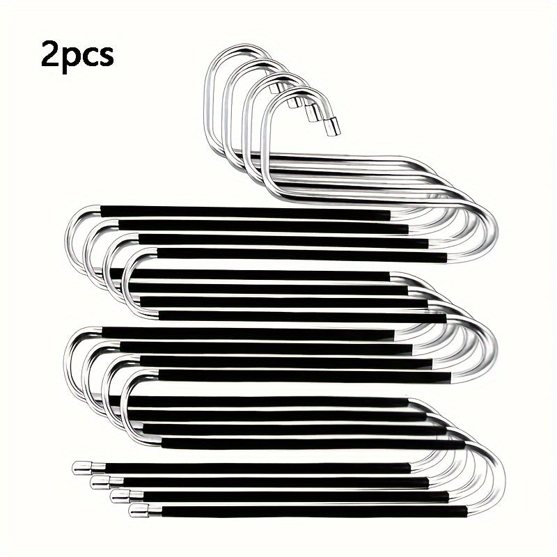 Set of 1/2/4 Pants Storage Hangers Space-Saving 5-Tier S-Shaped Closet Organizers