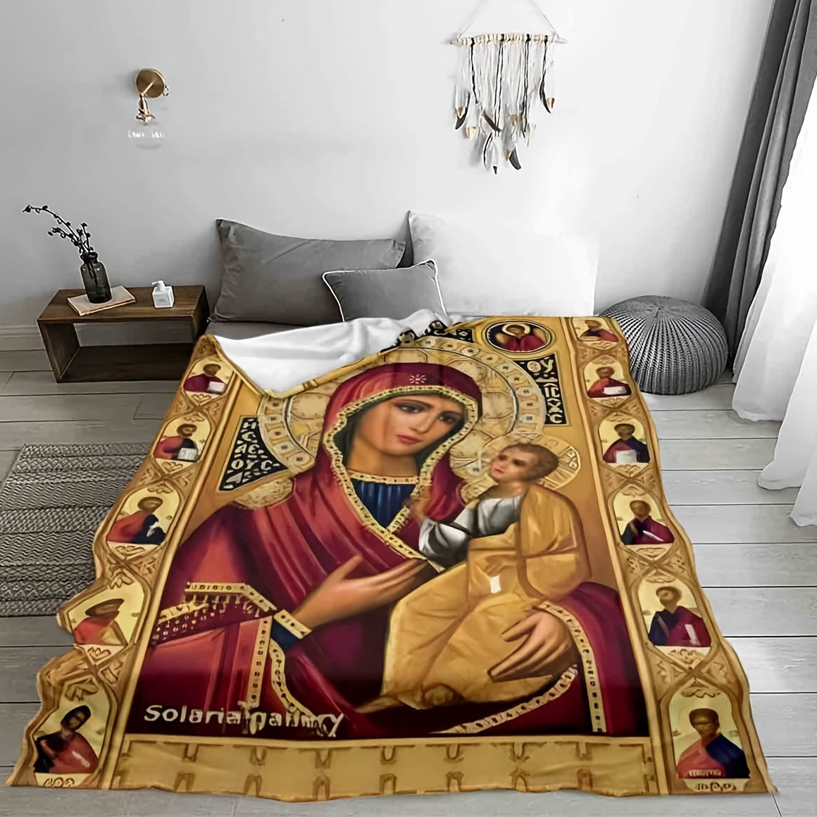 Digital HD Print Throw Blanket Geometric Pattern Hypoallergenic All-Season Warm Decorative