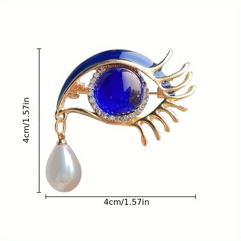 Ikki ta vintage gotik ko'z shaklidagi broshlar to'plami, qotishma rhinestones, taqlid marjonlar, zargarlik buyumlari