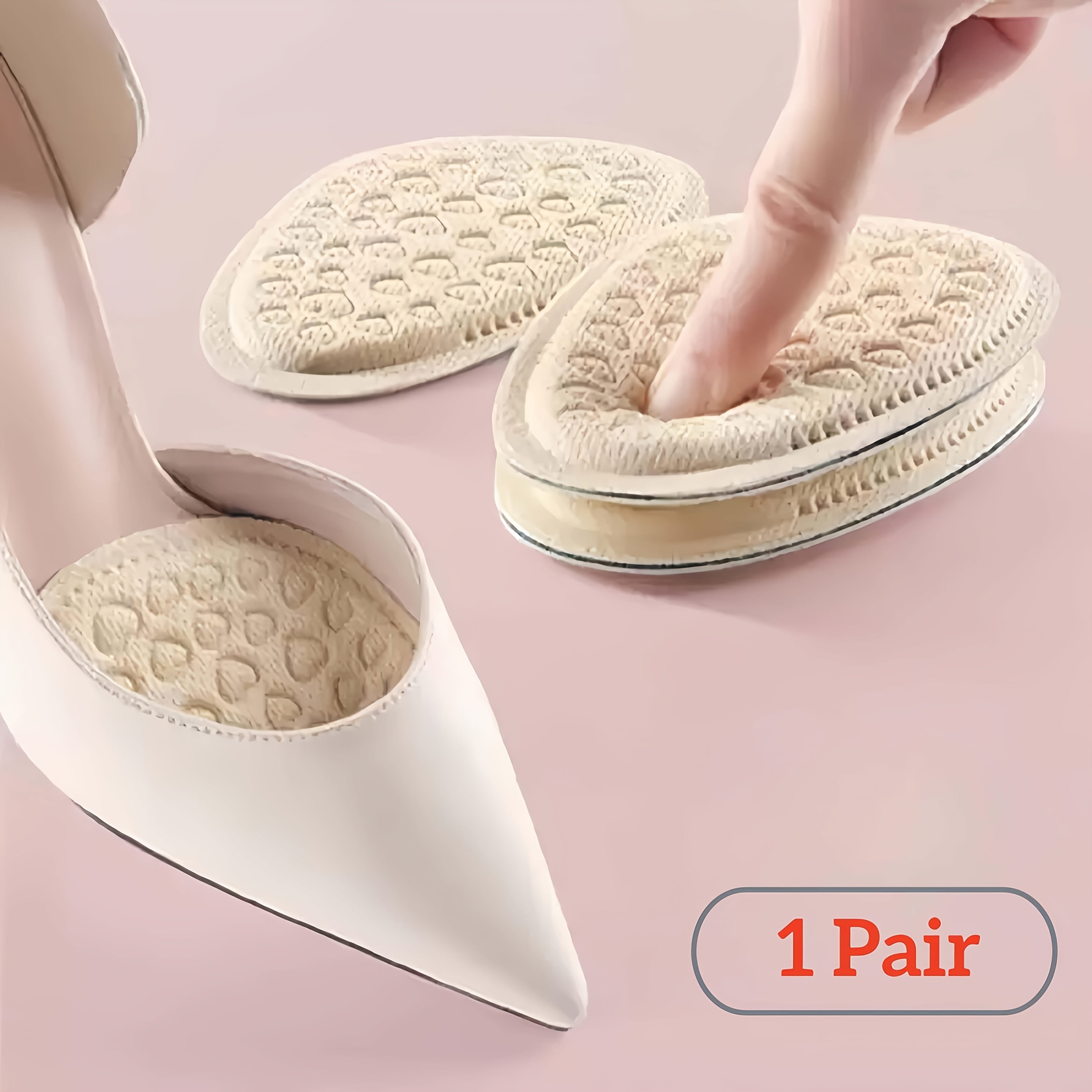 Unisex Memory Foam Insoles with Heart Pads Non-Slip Breathable Black Beige Pink