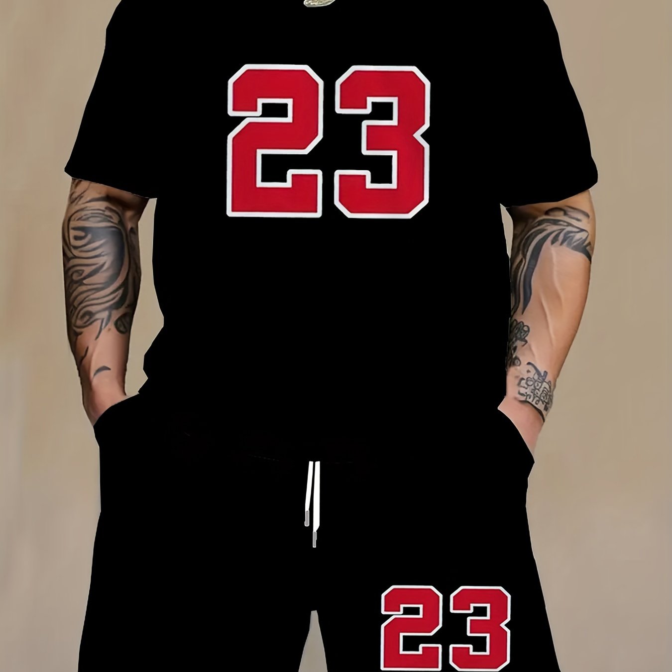 Men's Digital Printed Casual Two-Piece Set Short Sleeve T-Shirt and Shorts