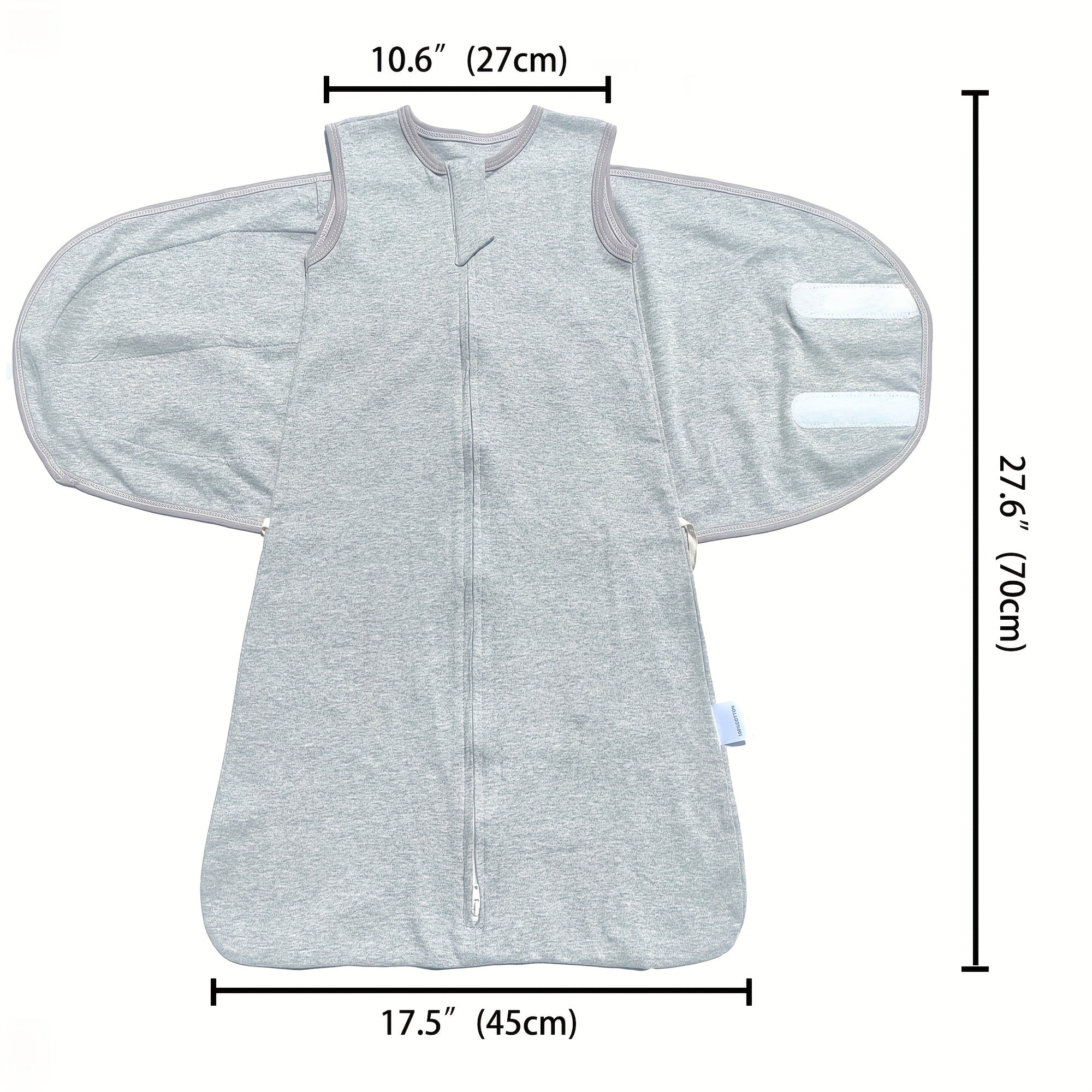 Saco de dormir para bebé gris, arrullo dividido, manta vestible para 6-12 meses, todas las estaciones