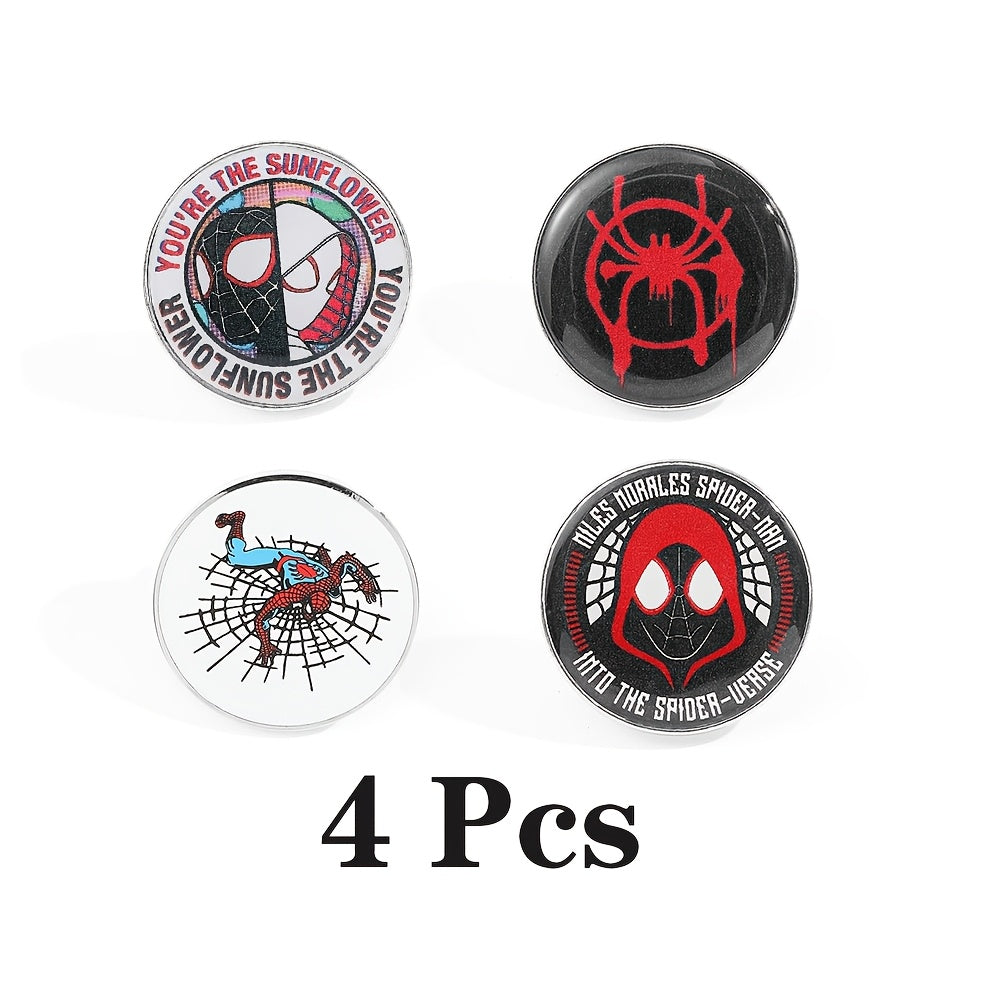 Set of 4 Spider-Man Enamel Pins Cartoon Brooches for Clothes and Bags