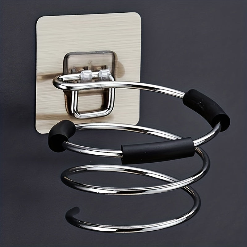 Stainless Steel Hair Dryer Holder Wall Mount Storage Rack for Bathroom Dormitory