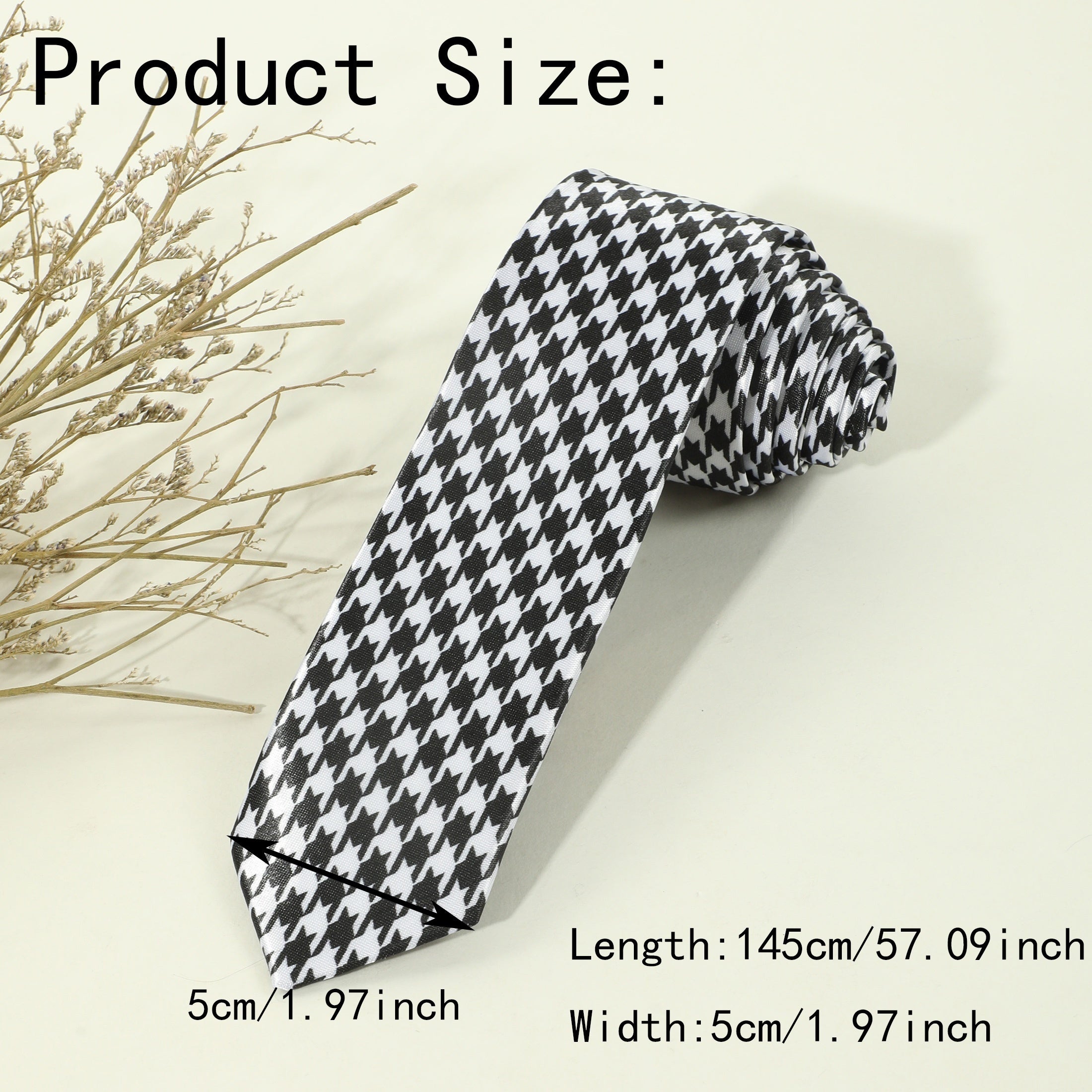 Erkaklar uchun Houndstooth naqshli galstuk, to'qilgan polyester, kundalik aksessuar